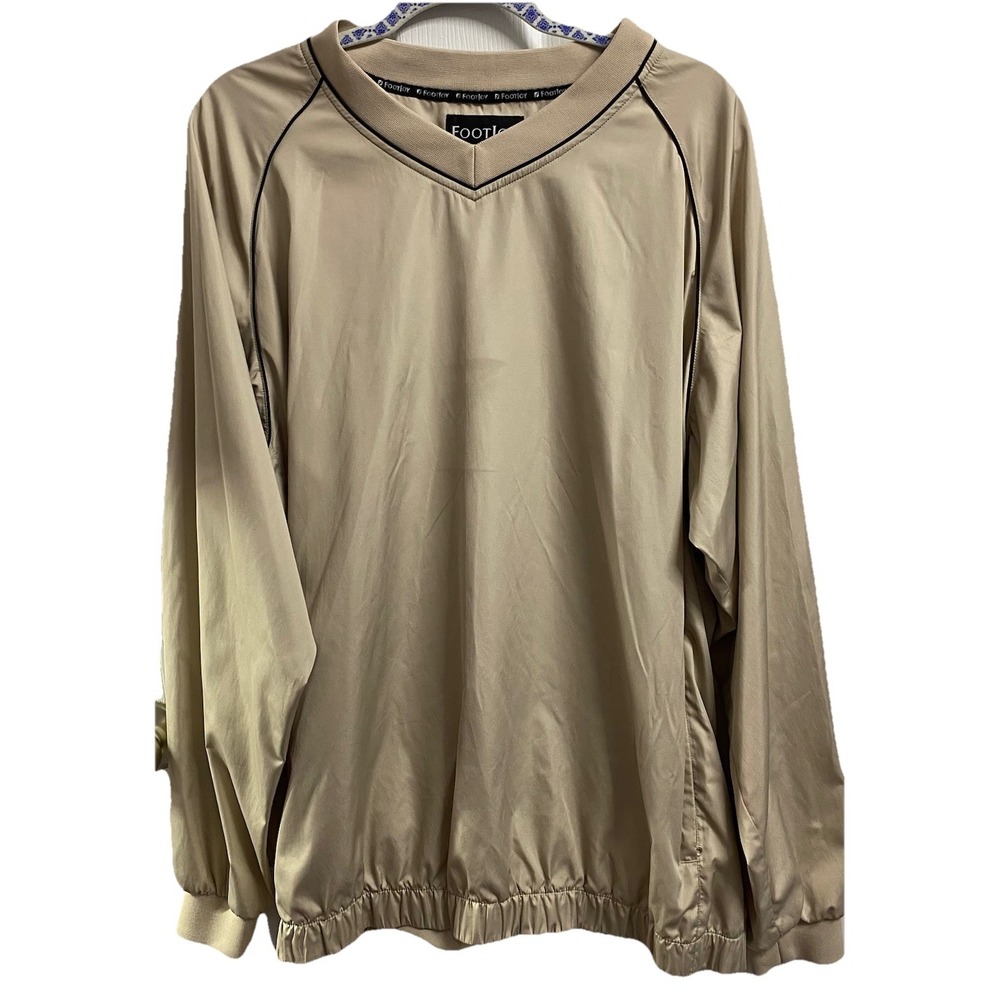 FootJoy Men's Golf Pullover Jacket Windbreaker Beige‎ V-Neck Lightweight Sz. XL